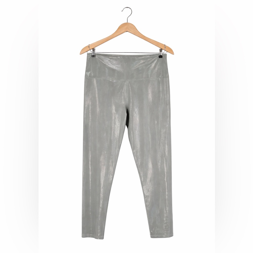 Aerie OFFLINE Metallic Silver Leggings XL High Rise Shiny Festival Yoga Pants